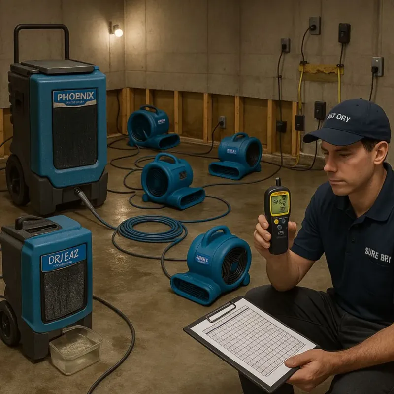 Structural Drying and Dehumidification process in East Alton, IL